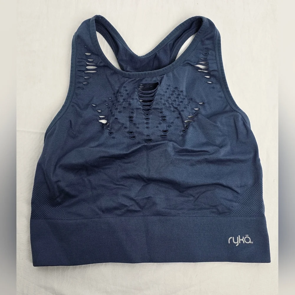 Ryka Women’s Wireless Padded Racerback Sports Bra Athletic Wear Large Blue - Picture 1 of 9